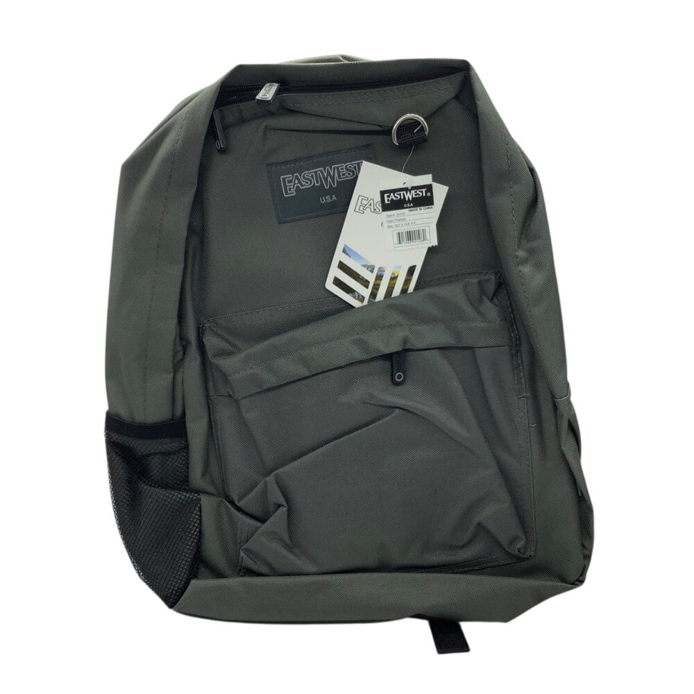 East West USA Charcoal School Backpack 16.5"‎ X 12.5" X 5" NEW NWT Style B101S